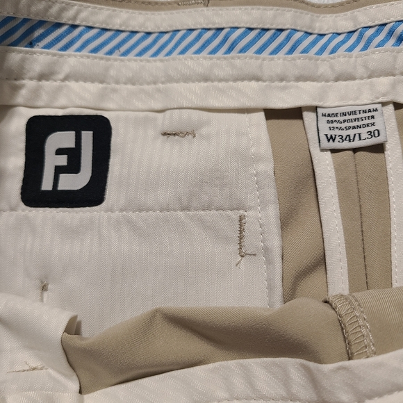 FootJoy Men's Classic Fit Straight Stretch Khaki Beige Golf Pants Size 34x30 - Picture 8 of 9